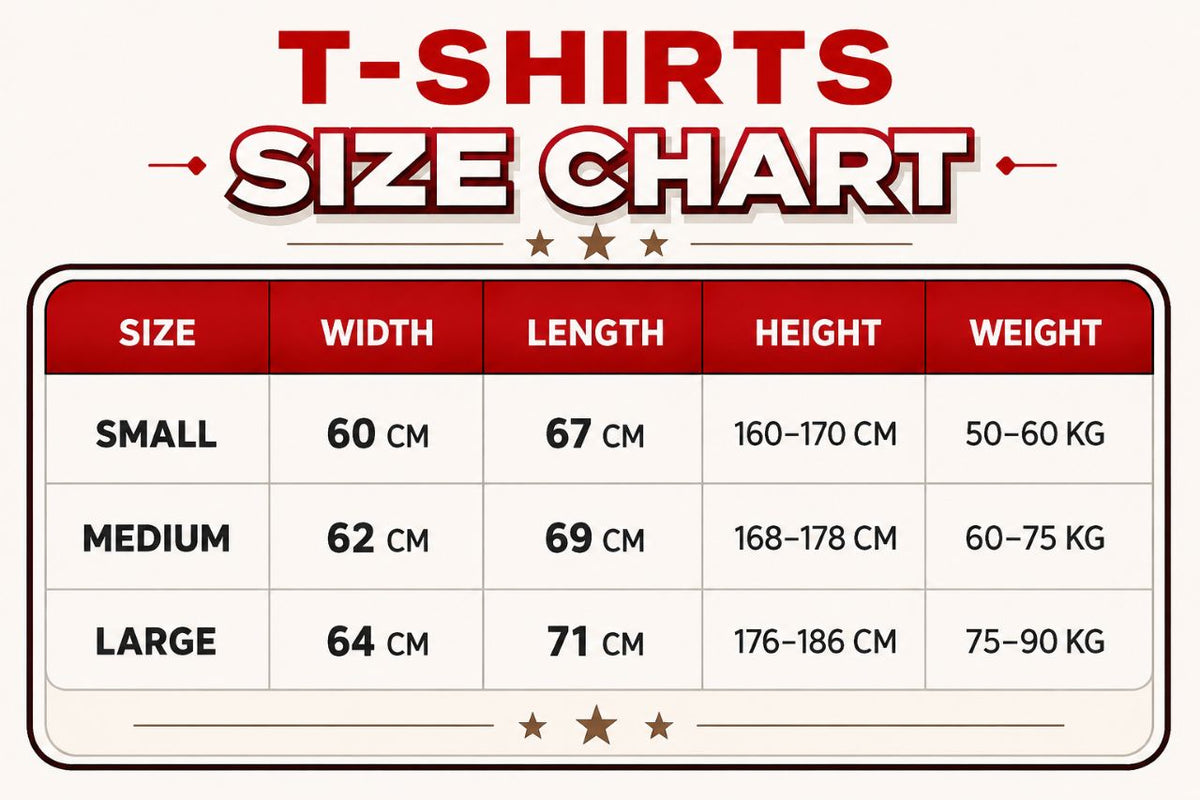 T-shirts size chart